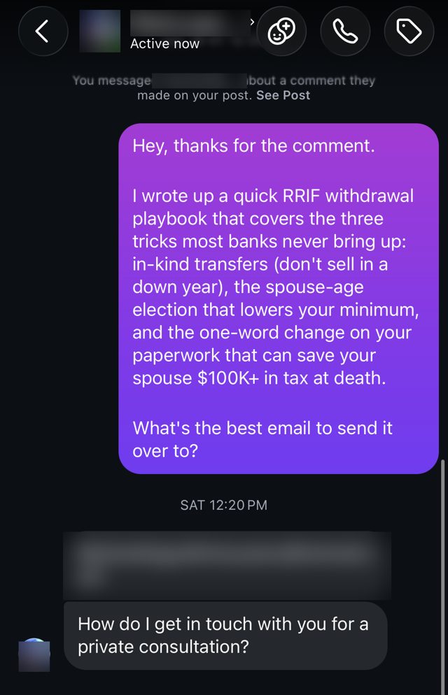 Instagram DM where a different lead shares her email and asks how to book a private consultation